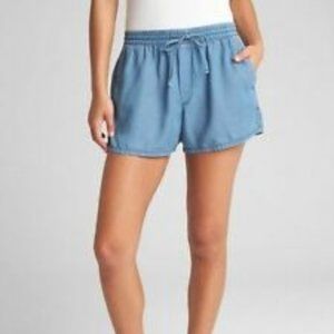 GAP Chambray Denim Shorts Drawstring Waist Size XS